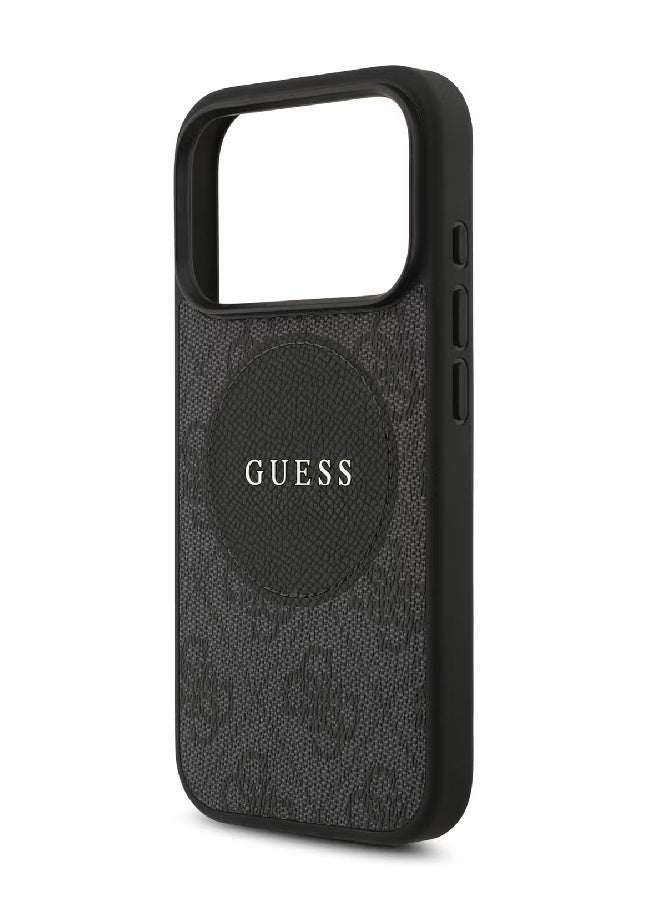 Guess MagSafe 4G PU Leather Case with Round Patch & Classic Logo for iPhone 17 Pro - Black - Image 2